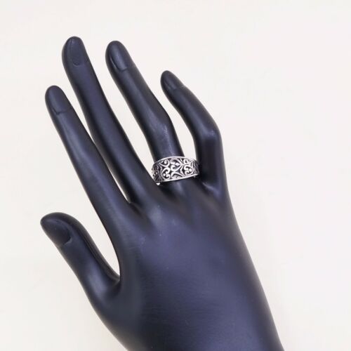 Size 8.75, Vtg Sterling Silver Handmade Ring, 925 Silver Band W/ Filigree Whirl