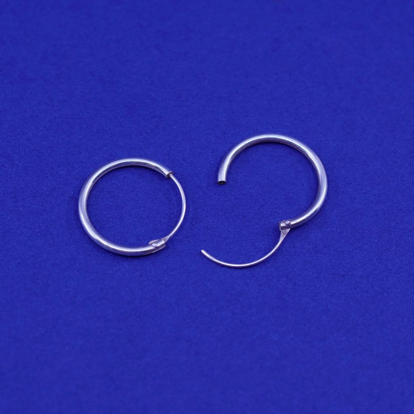 0.5”, vintage Sterling silver handmade hoop earrings, fine 925 huggie