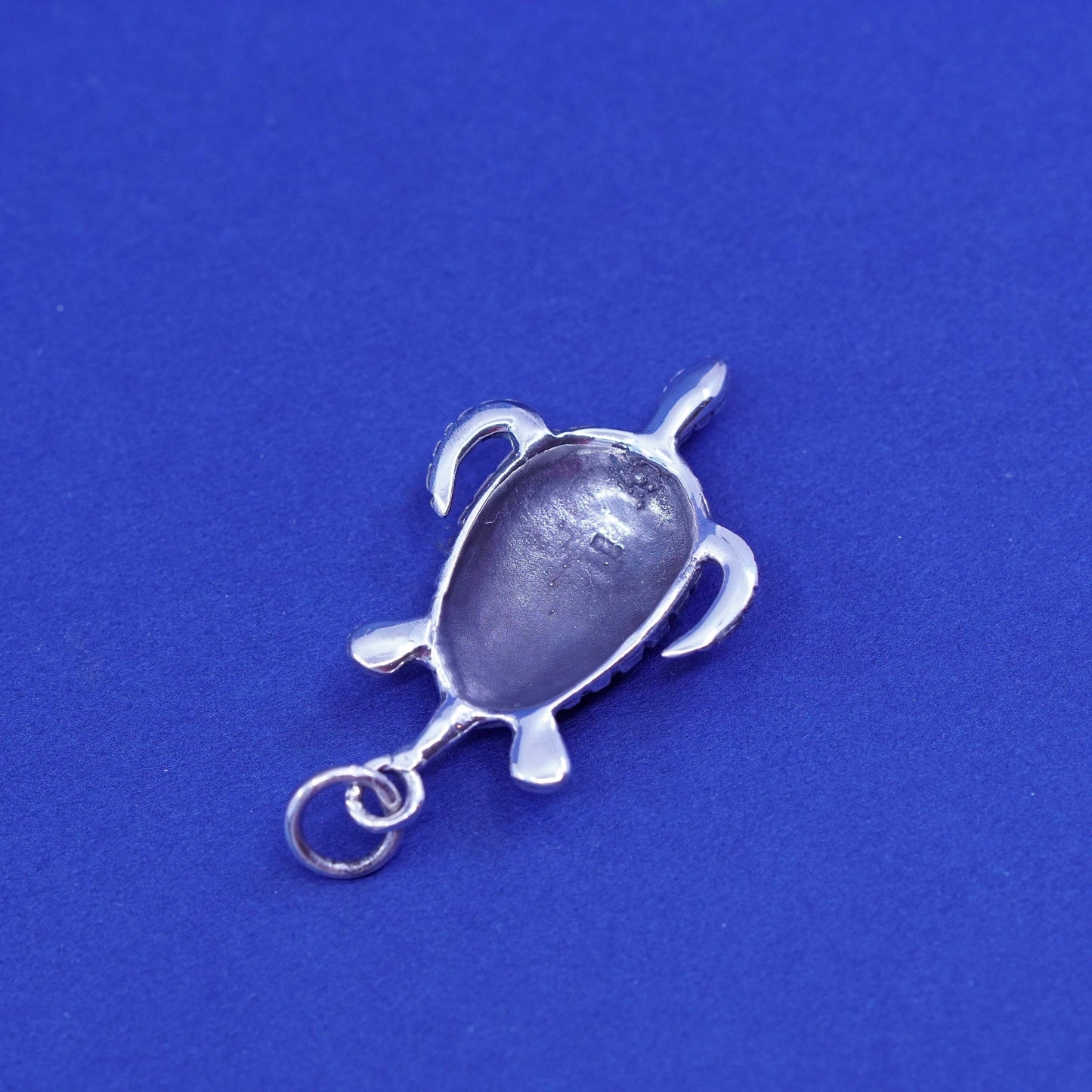 Vintage Sterling silver handmade pendant, 925 sea turtle charm