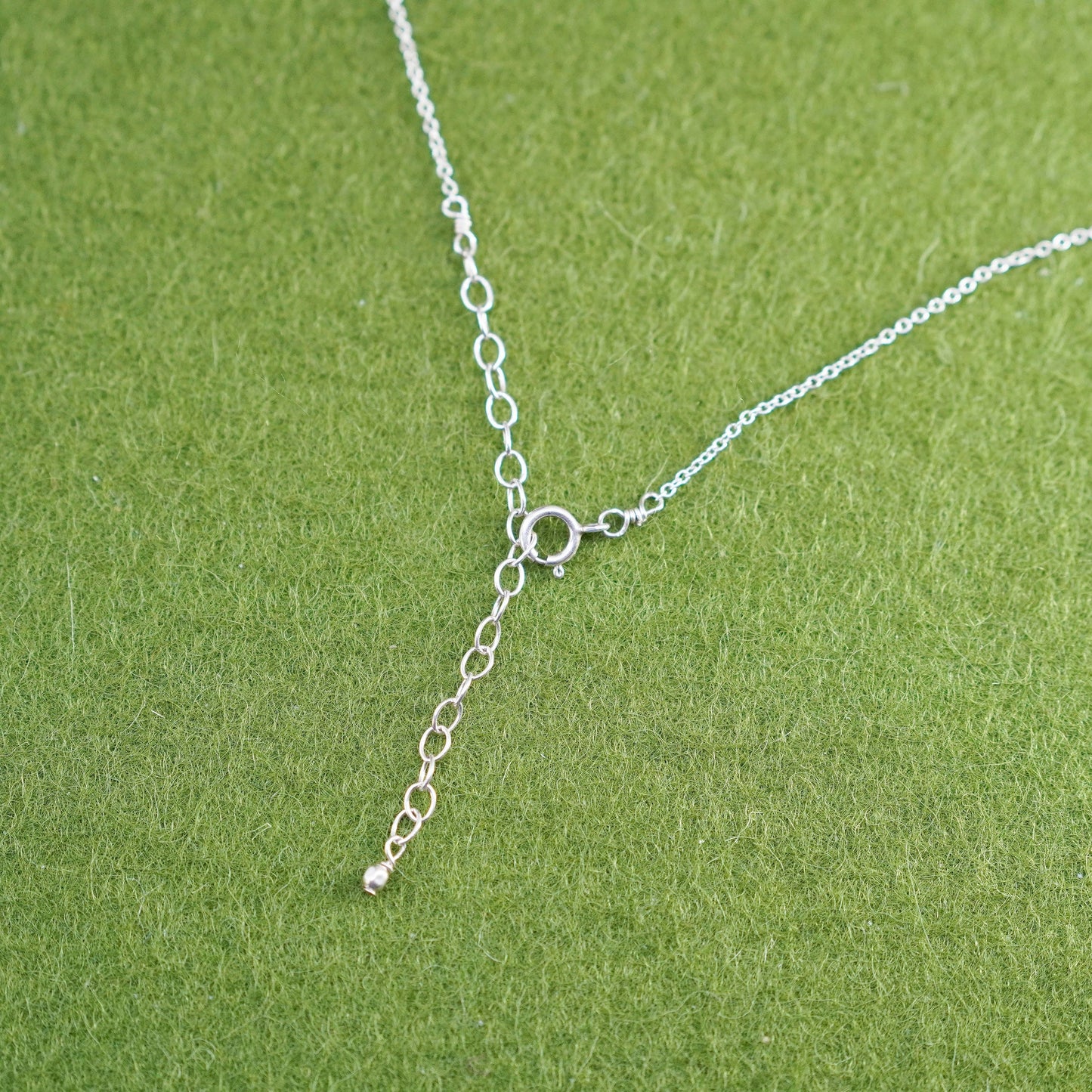 16+2”, Vintage sterling silver circle chain with heart pendant