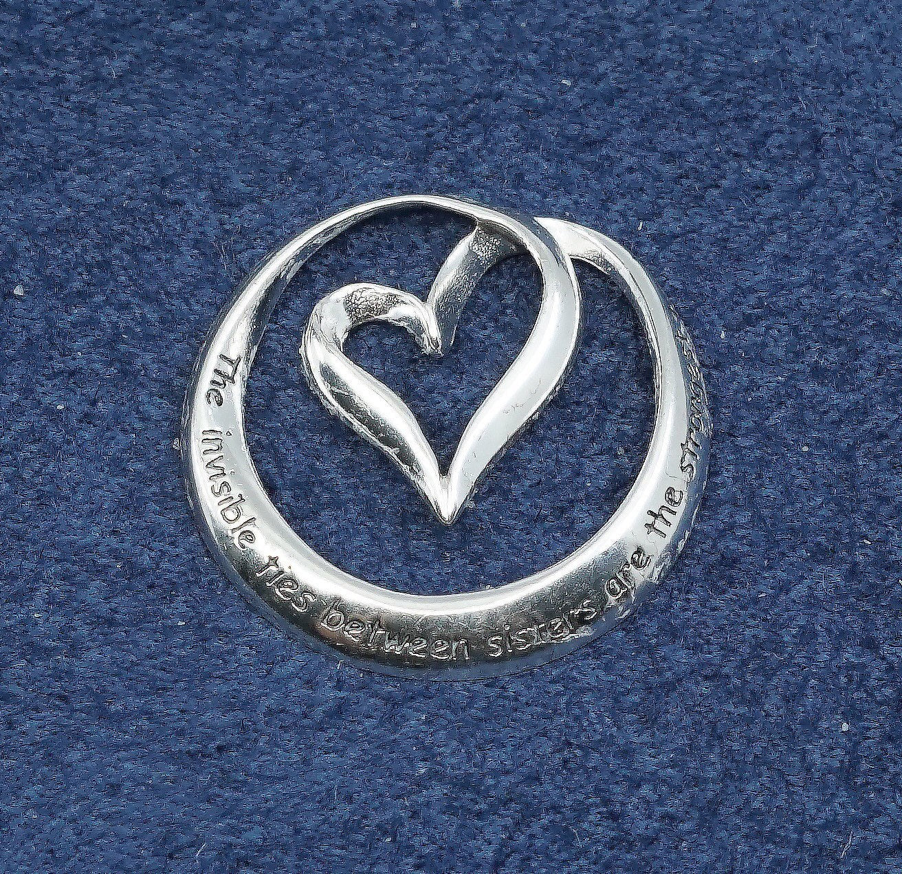 Sterling silver handmade prayer pendant, 925 heart w/ "the invisible ties