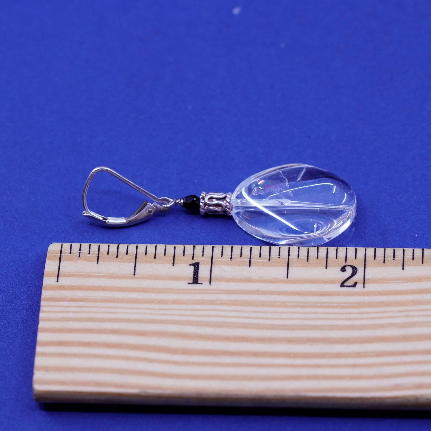 Vintage sterling 925 silver handmade earrings with crystal Dangles