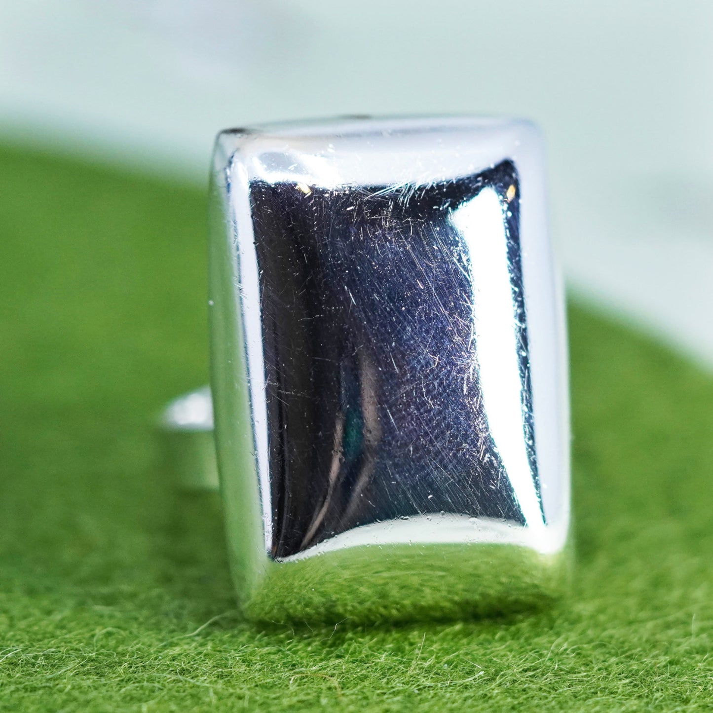 Size 8.5, vintage sterling silver handmade ring, Mexico 925 rectangular band