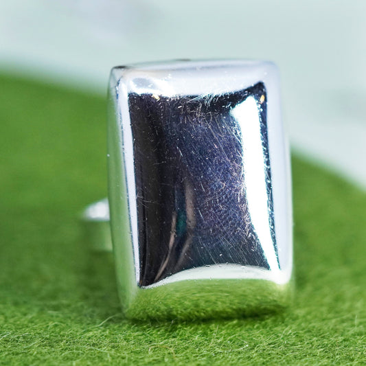 Size 8.5, vintage sterling silver handmade ring, Mexico 925 rectangular band