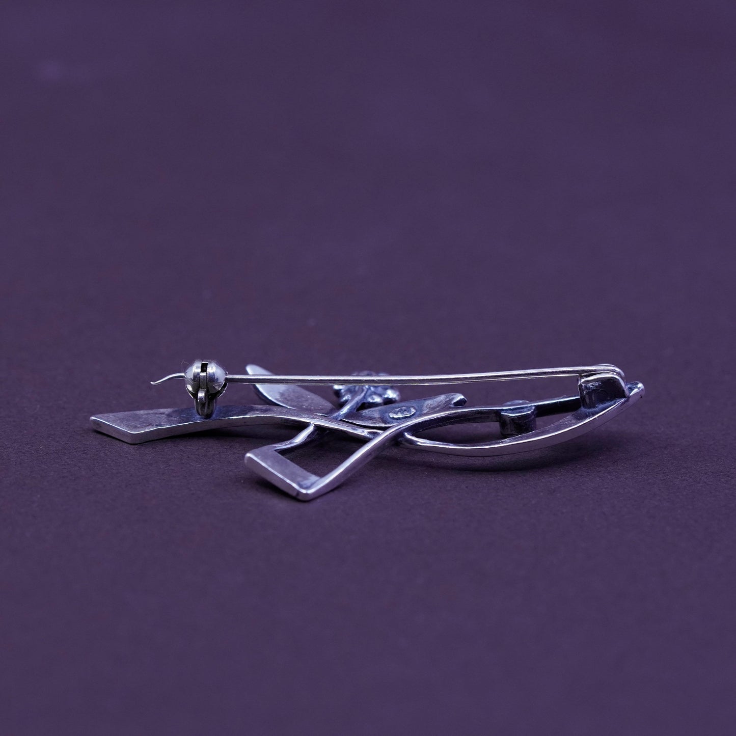 Antique handmade sterling 925 silver flower basket brooch
