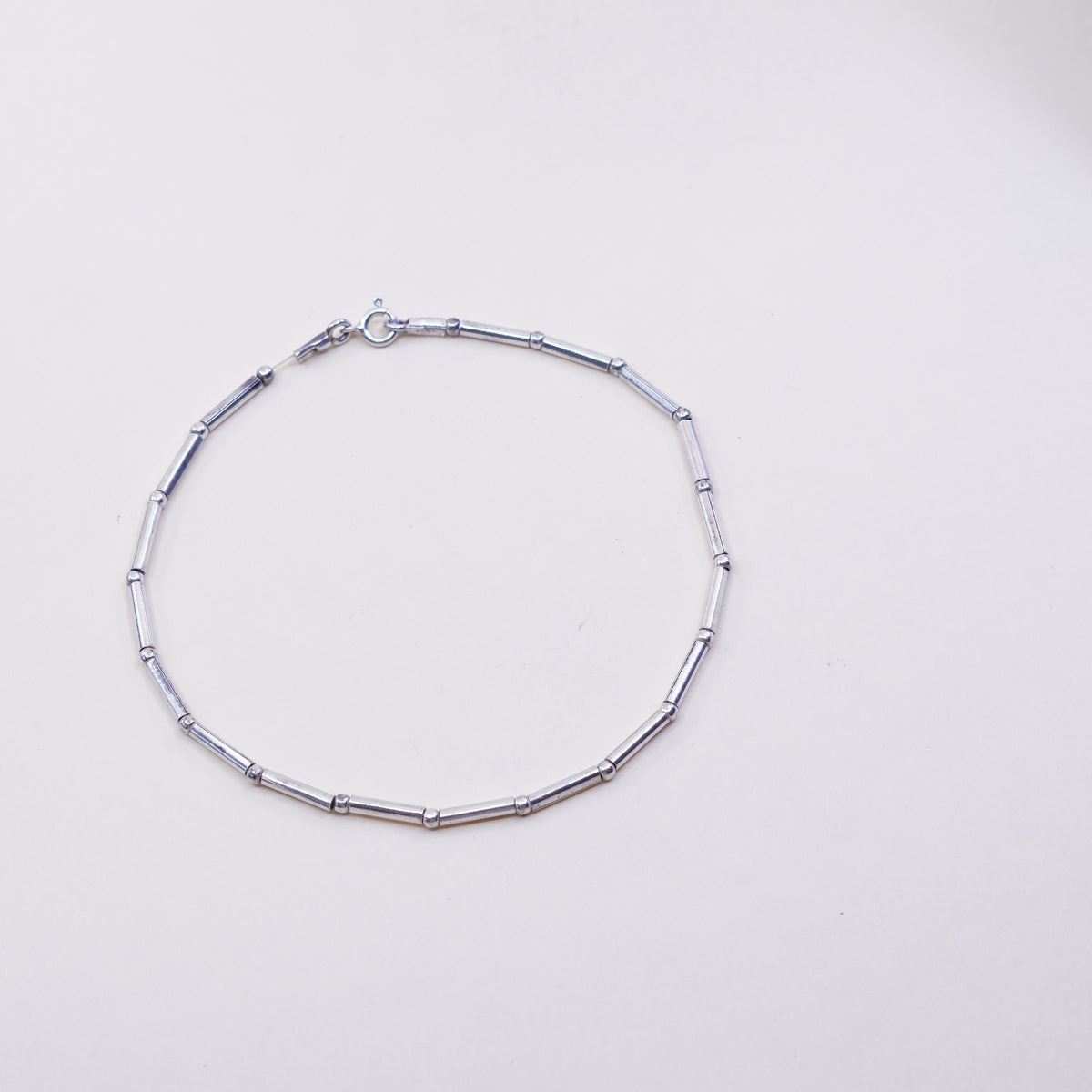 9.75”, Vintage Handmade sterling silver anklet, 925 bar chain