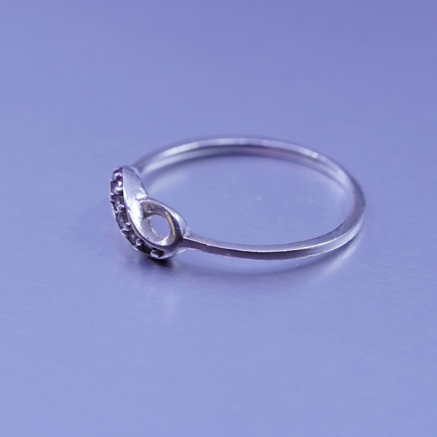 Size 9.25, Sterling 925 silver wedding ring, infinity endless loop diamond band