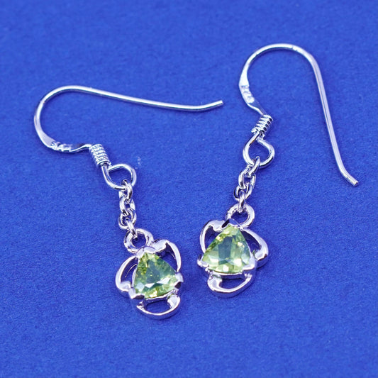 Vintage sterling 925 silver handmade earrings with peridot