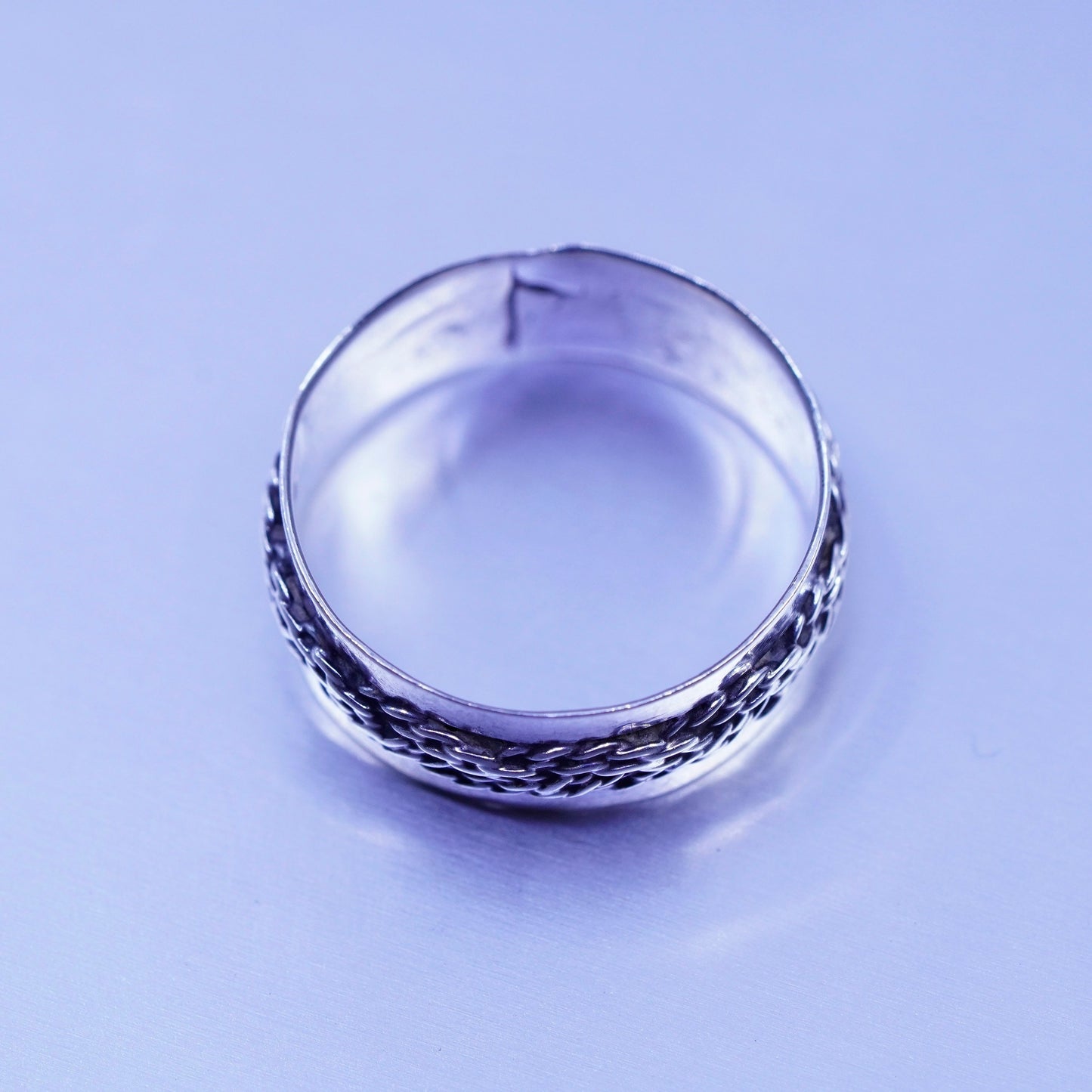 Size 7, vintage Sterling 925 silver handmade ring, cable band