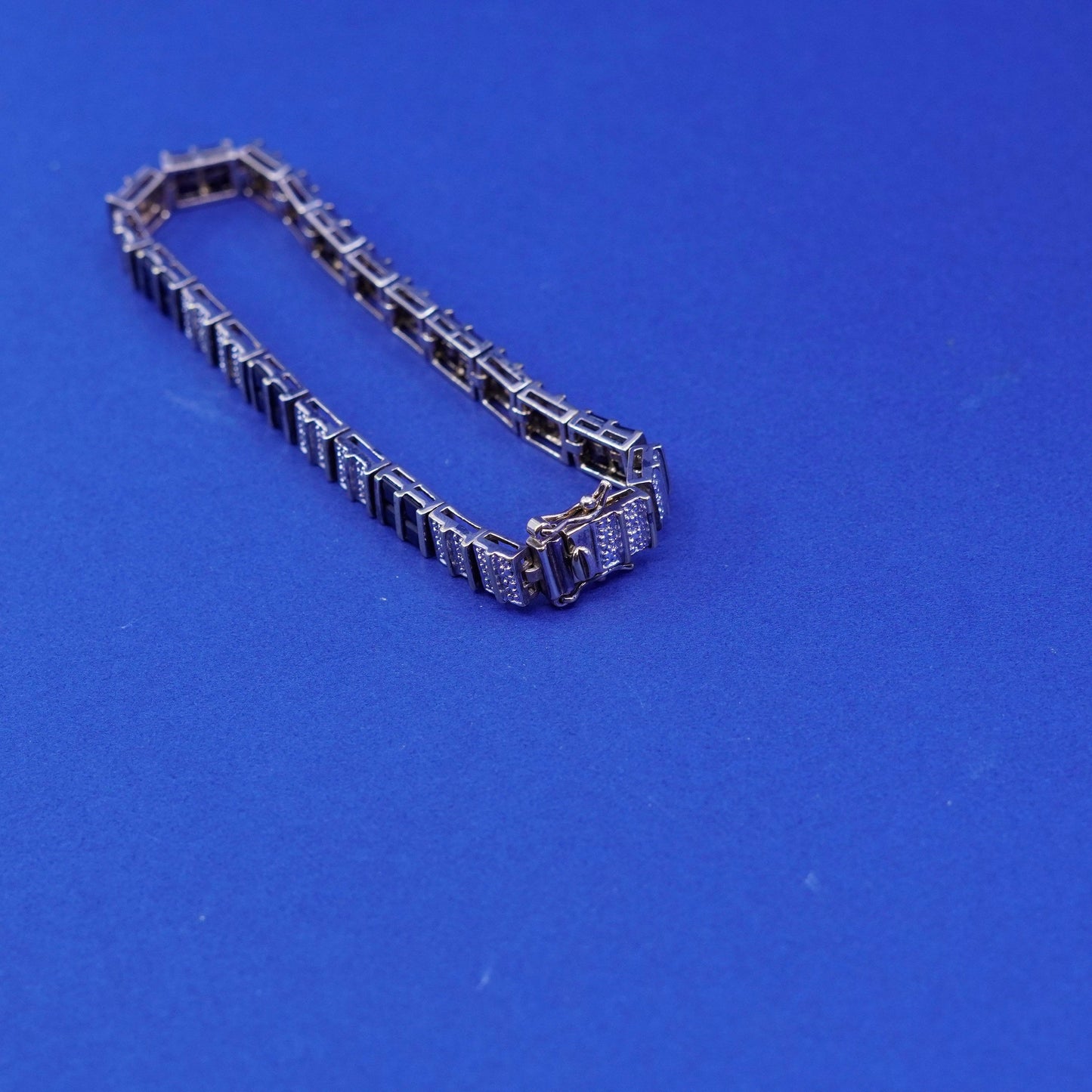 7.25”, vermeil, gold over sterling 925 silver tennis bracelet sapphire diamond