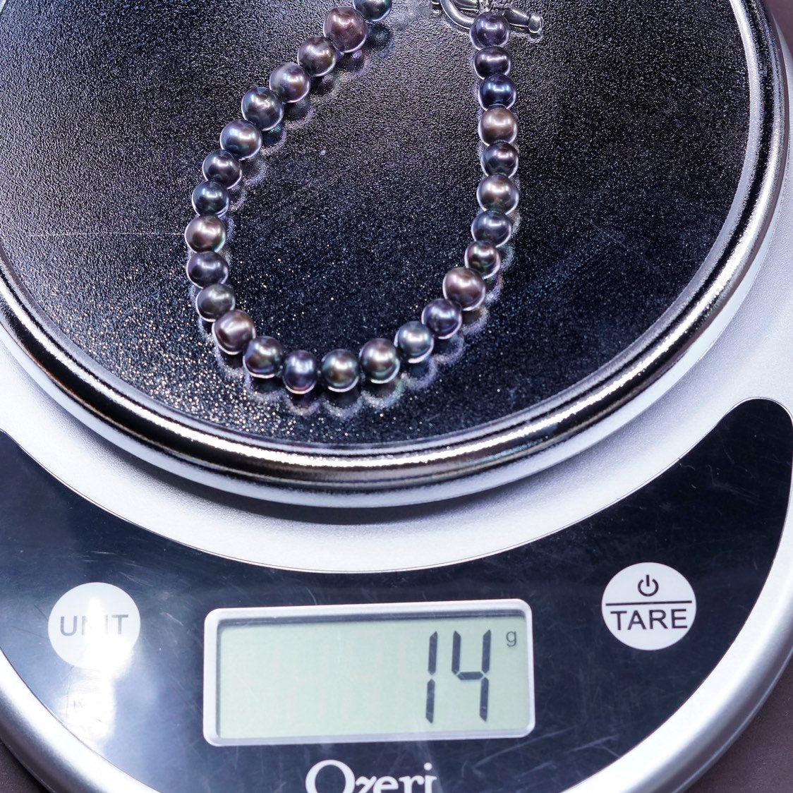 7.25" handmade Tahitian pearl beads bracelet, sterling 925 silver toggle