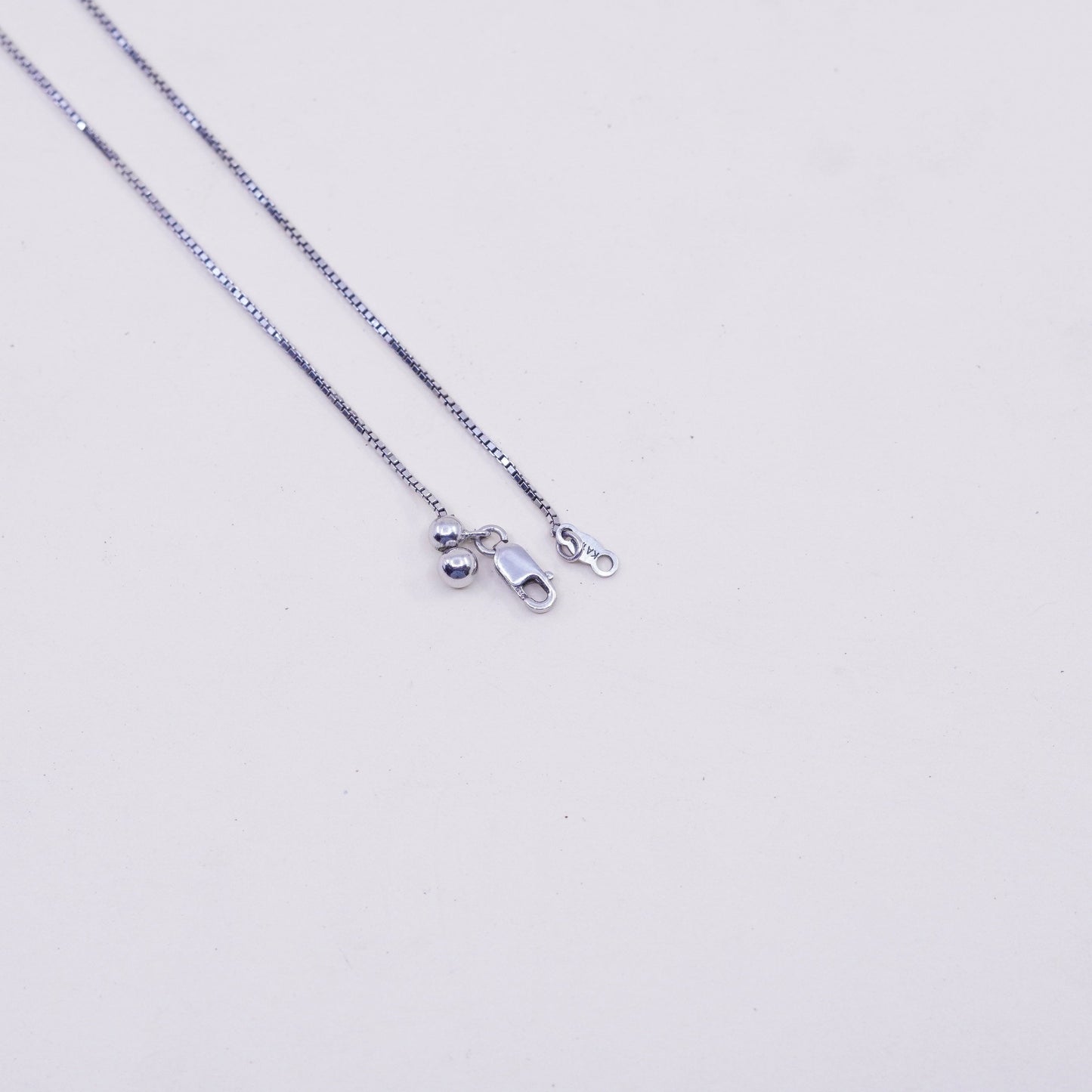 Adjustable, 19”, Vintage sterling silver Italy 925 silver box chain, necklace