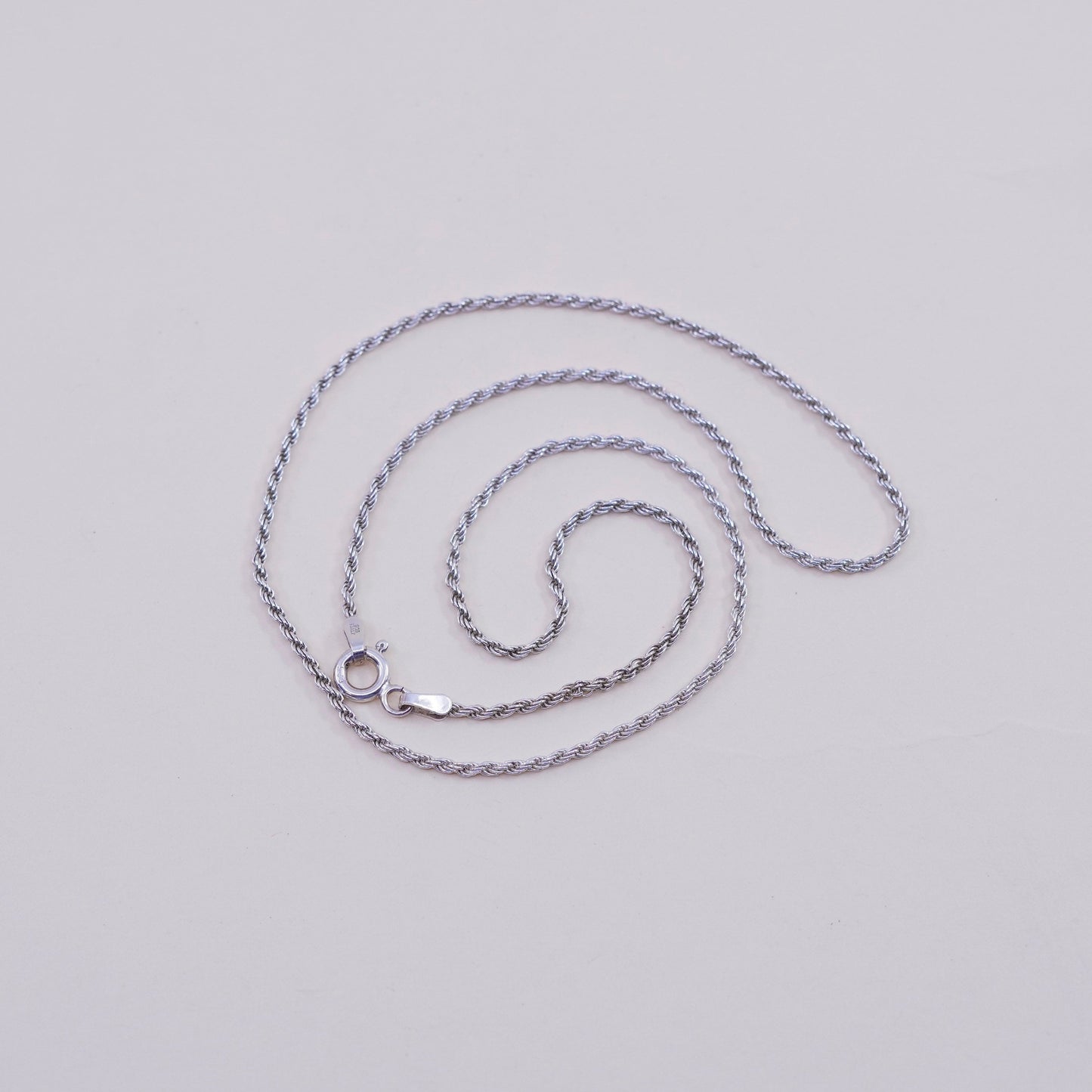 16” 1.6mm, vintage sterling silver necklace, 925 rope rope chain