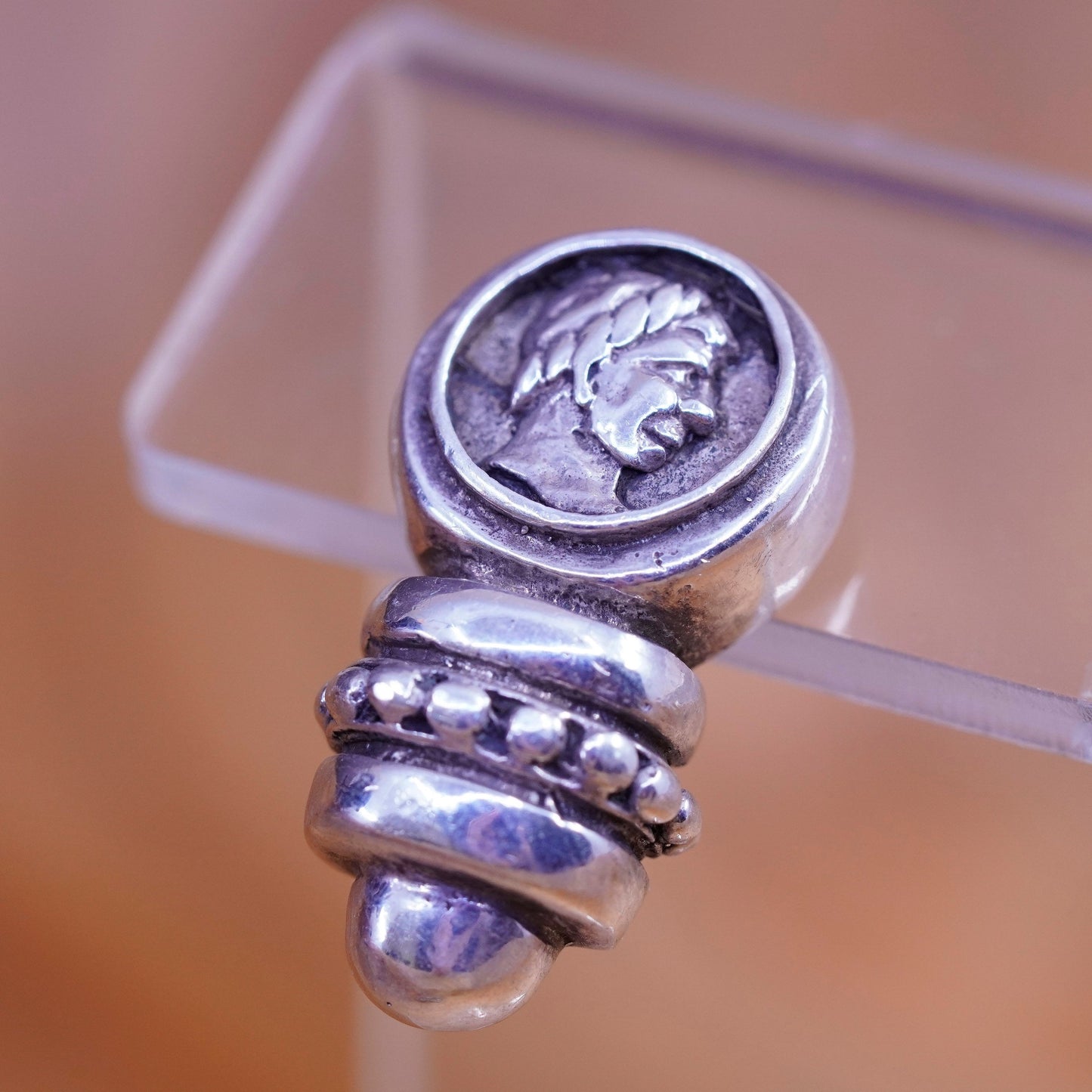 Vintage Sterling silver handmade earrings, Mexico 925 studs with beads