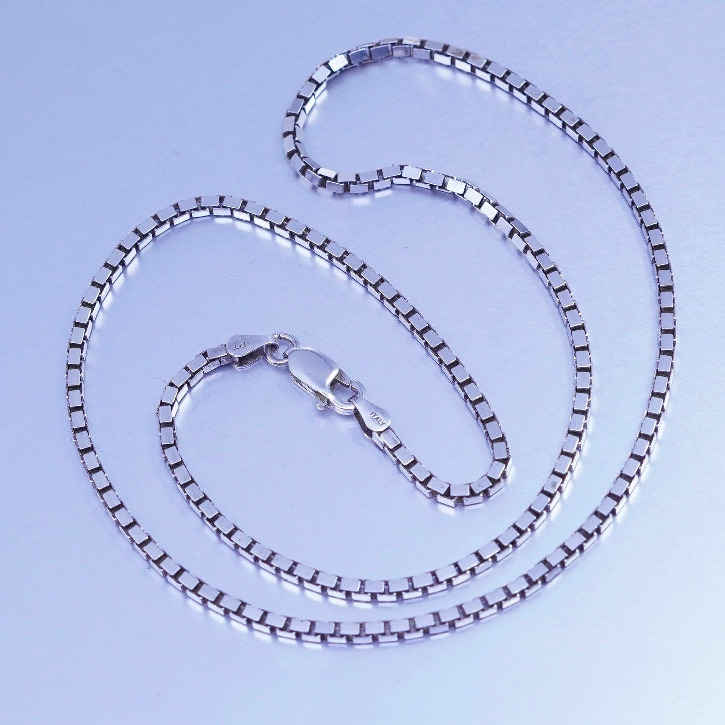 18” 2mm, vintage Italy 925 silver box chain necklace