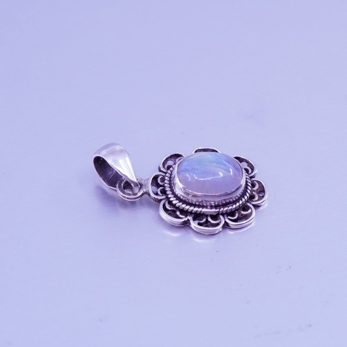 antique sterling 925 silver handmade pendant with blue moonstone