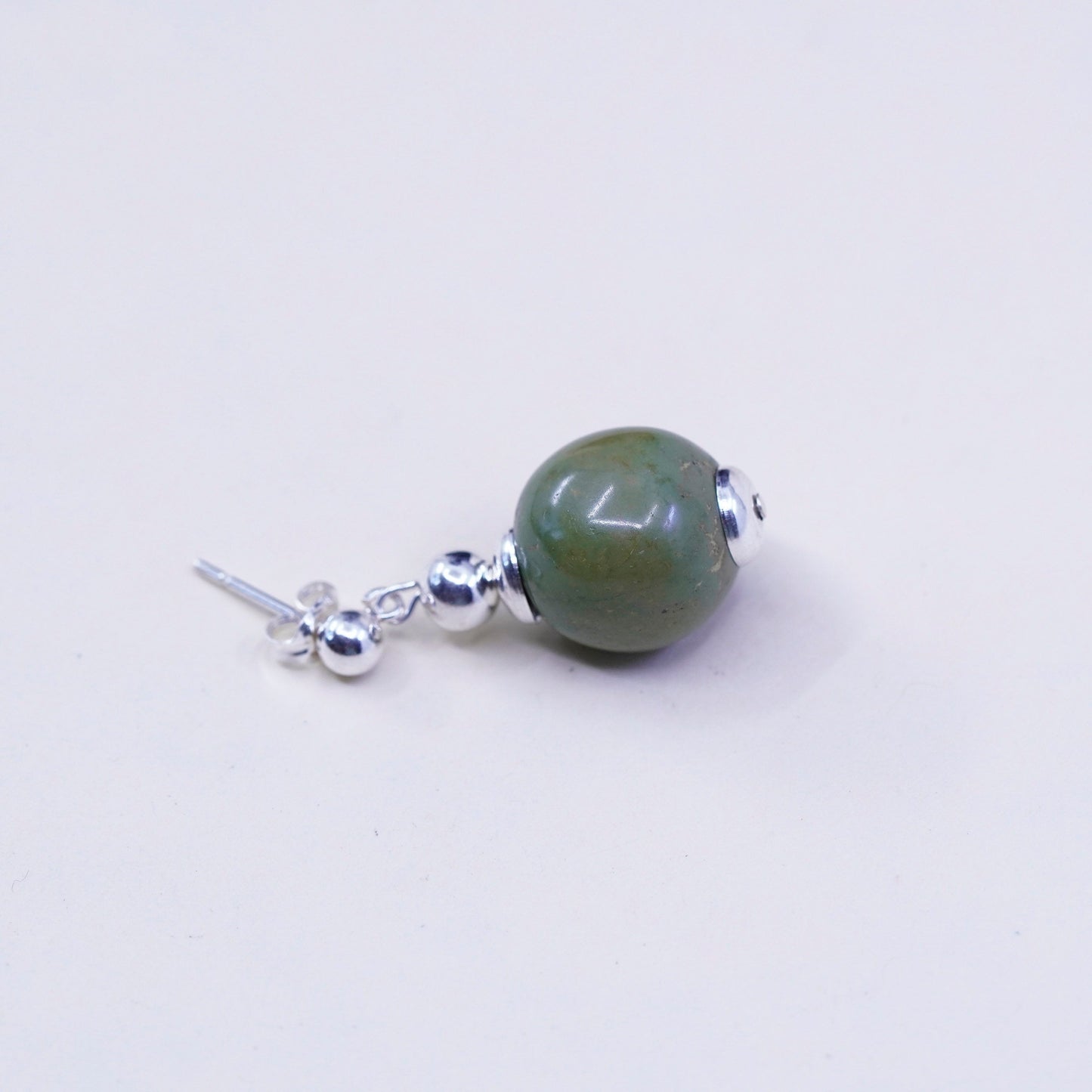 Vintage Sterling 925 silver handmade earrings with turquoise bead