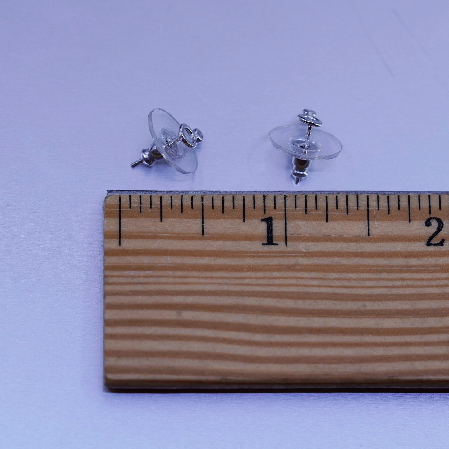 Vintage Sterling 925 silver handmade earrings, cz studs