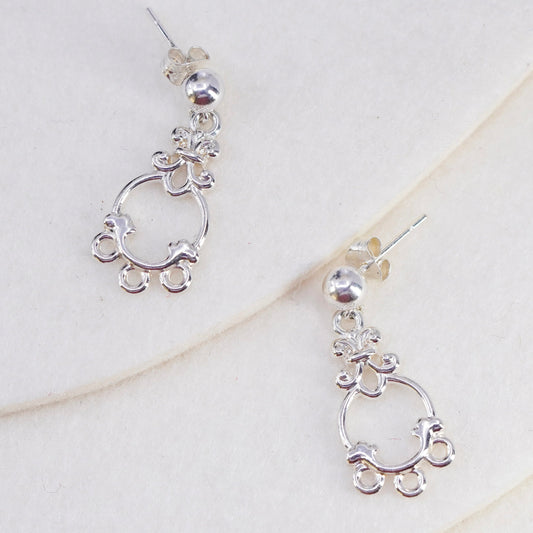 Vintage sterling 925 silver handmade filigree earrings