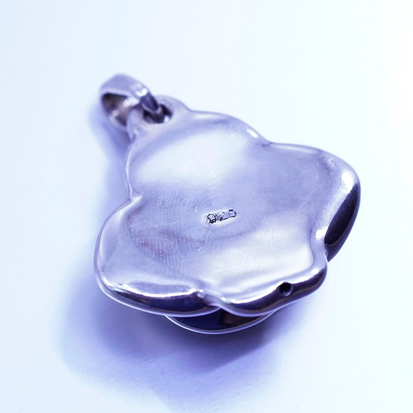Antique Sterling silver handmade charm, 925 puffy flower pendant