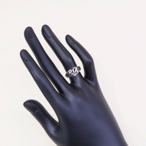 Size 6, Vtg Sterling Silver Handmade Ring, 925 Silver Band W/ Filigree Heart