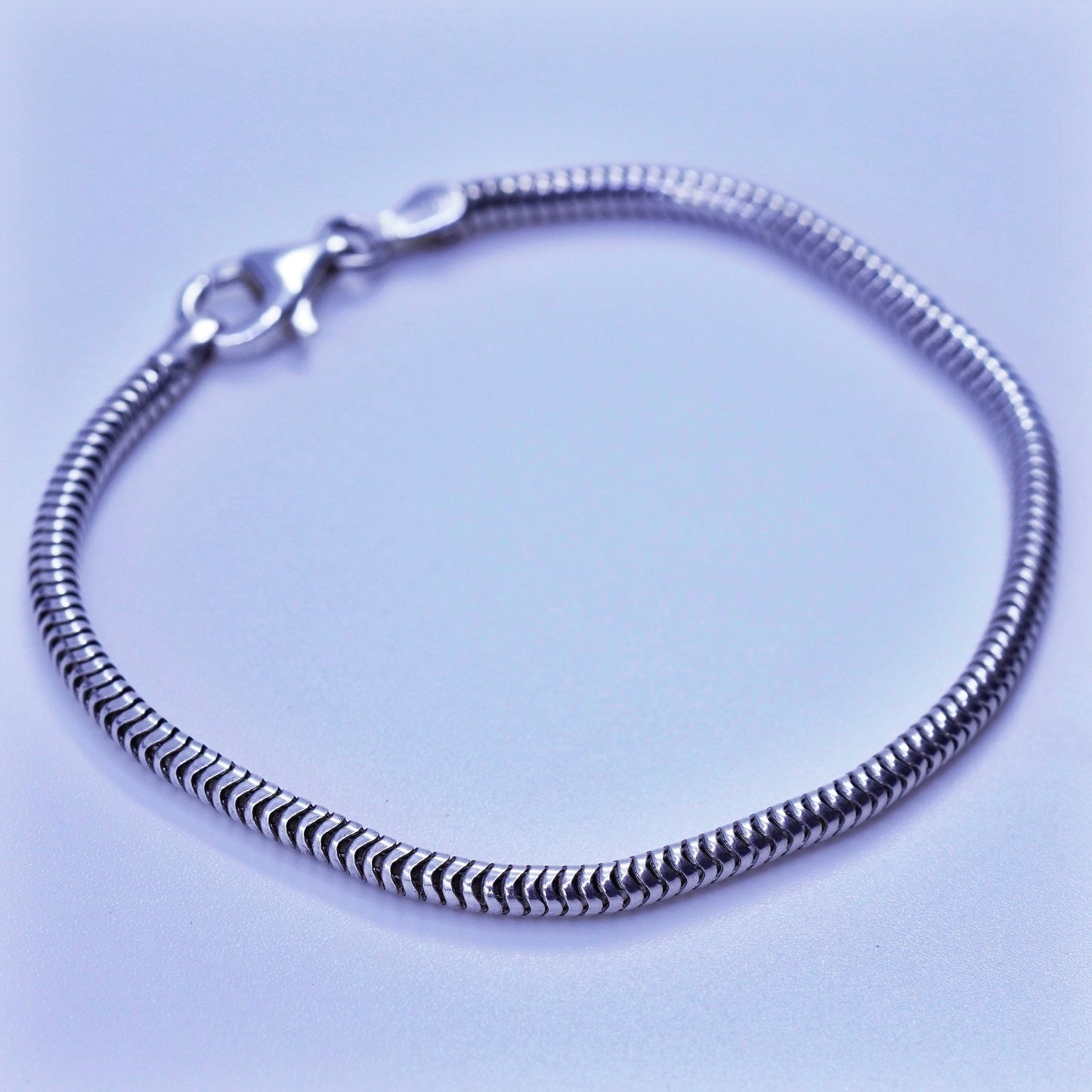 7.5”, 2mm, Sterling 925 silver handmade bracelet, bold snake link chain