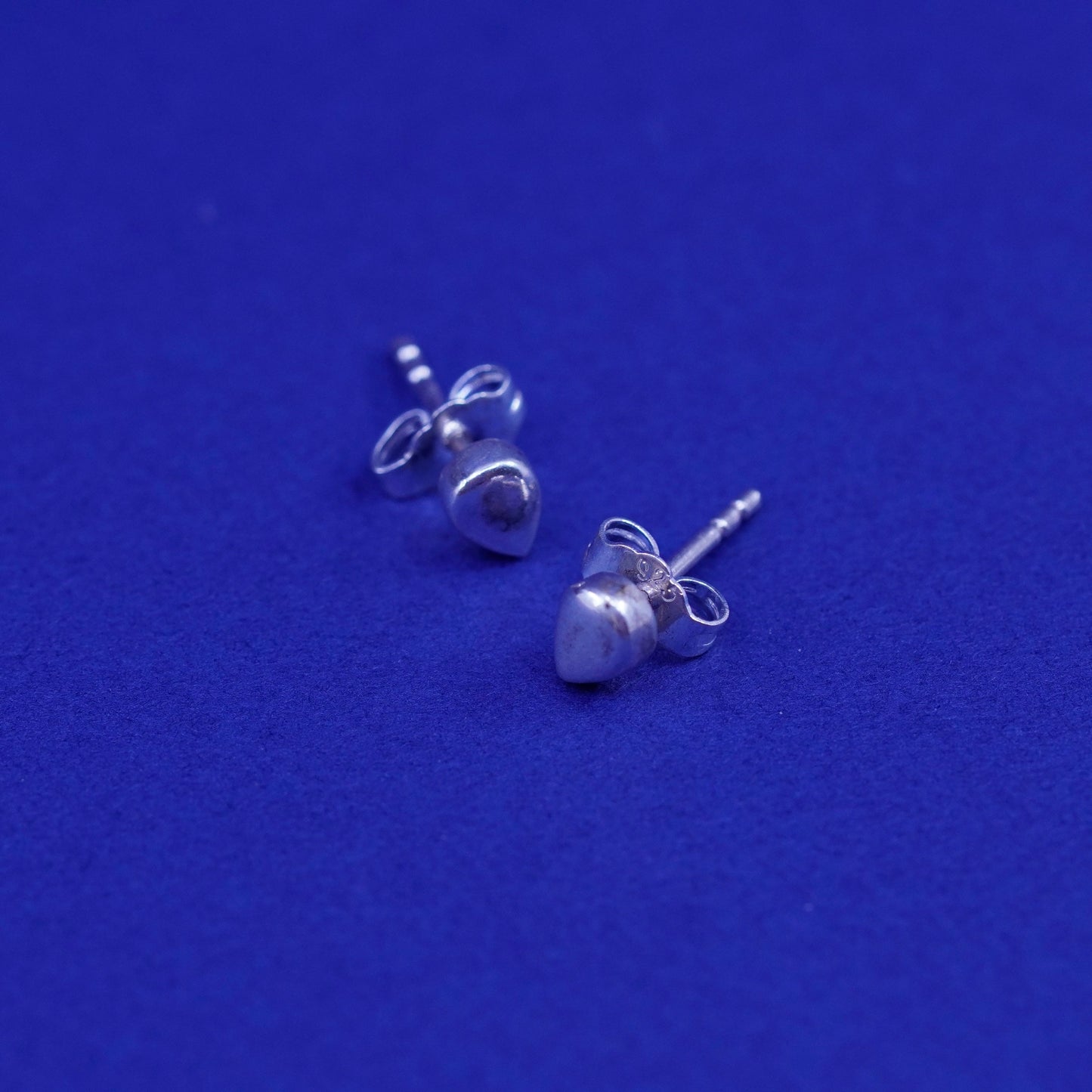 Vintage sterling silver handmade earrings, 925 teardrop studs