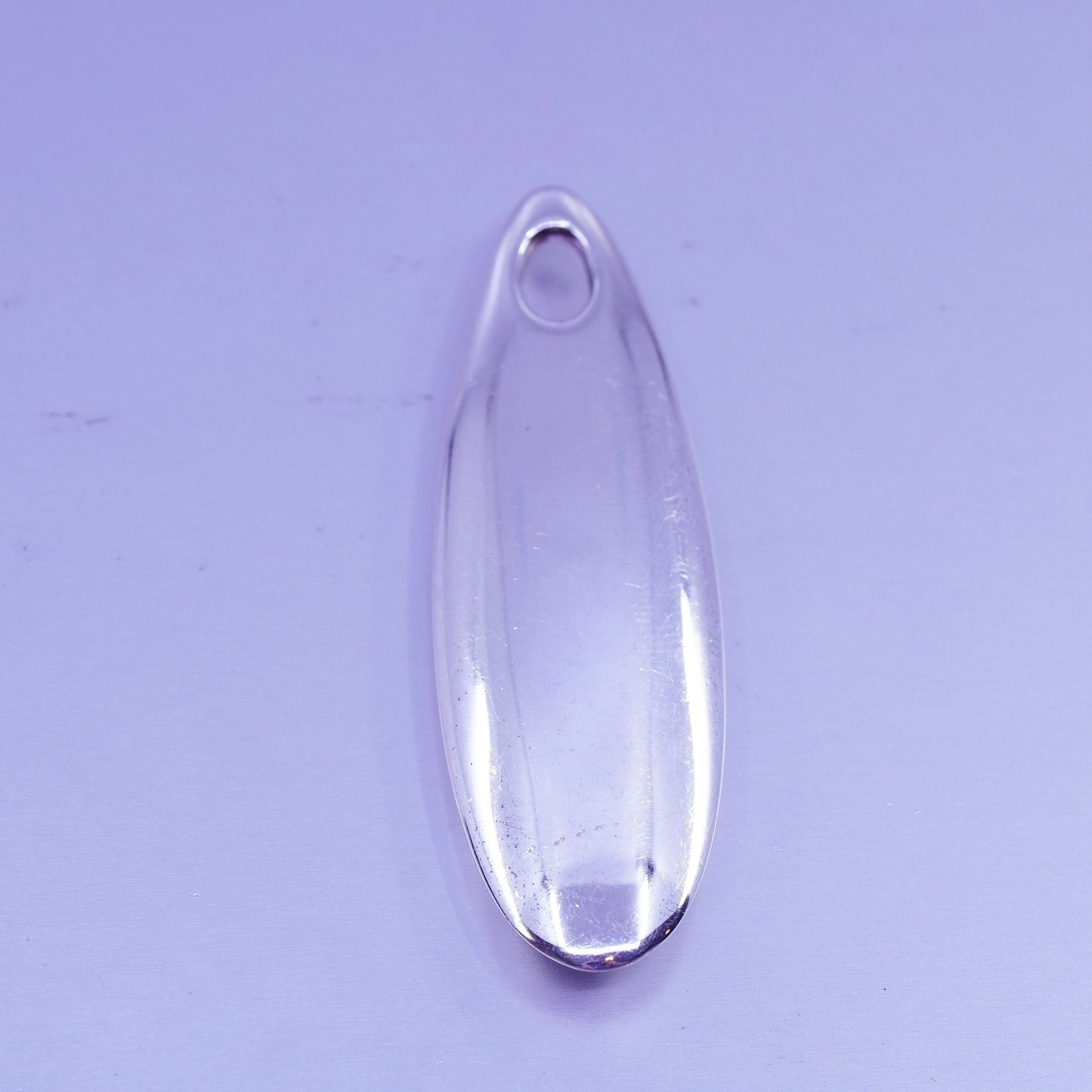 Vintage sterling 925 silver handmade modern marquise shaped pendant