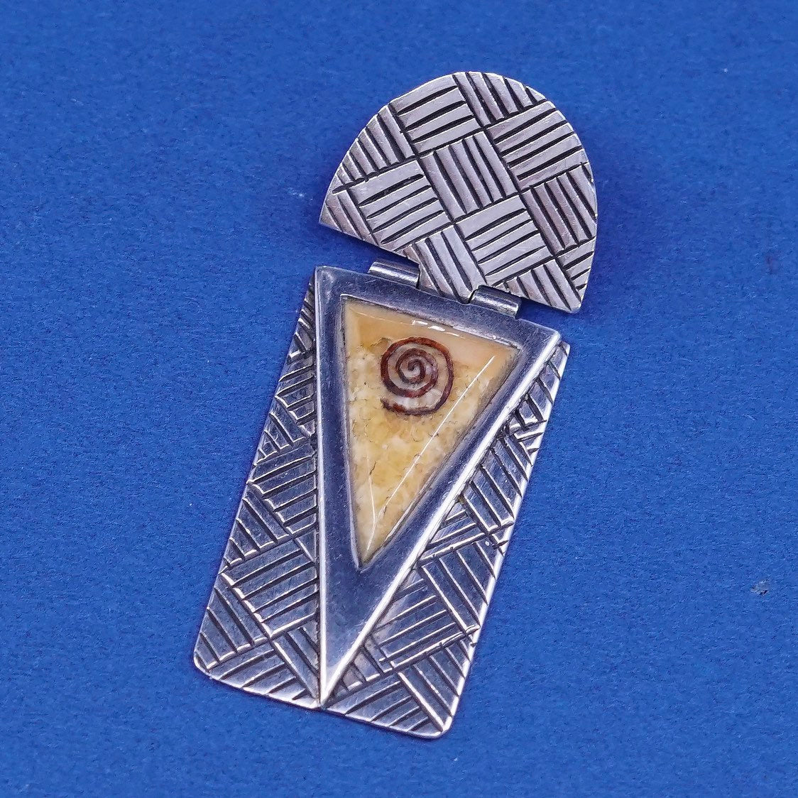 vtg 1990s Earrings Sterling Silver Zealandia, 925 rectangular dangles w/ swirl
