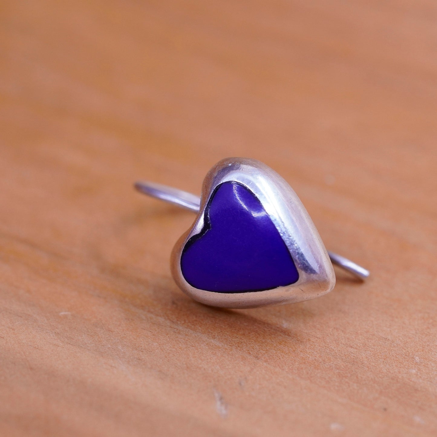 Mexico Southwestern 925 Sterling silver handmade earrings with blue onyx heart