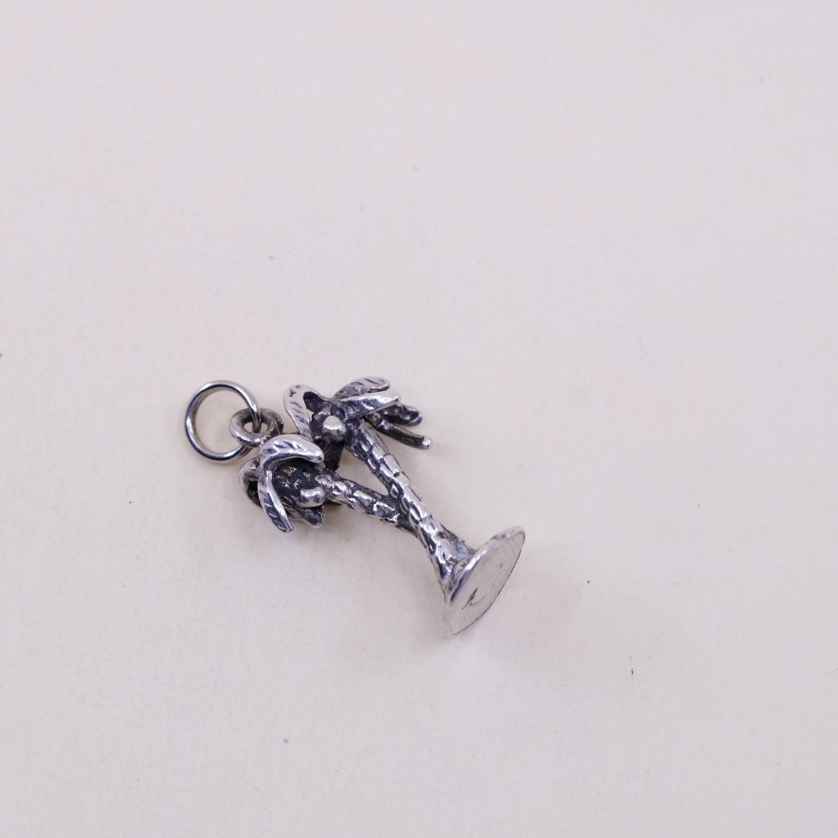Vintage sterling silver handmade pendant, 925 silver charm palm tree