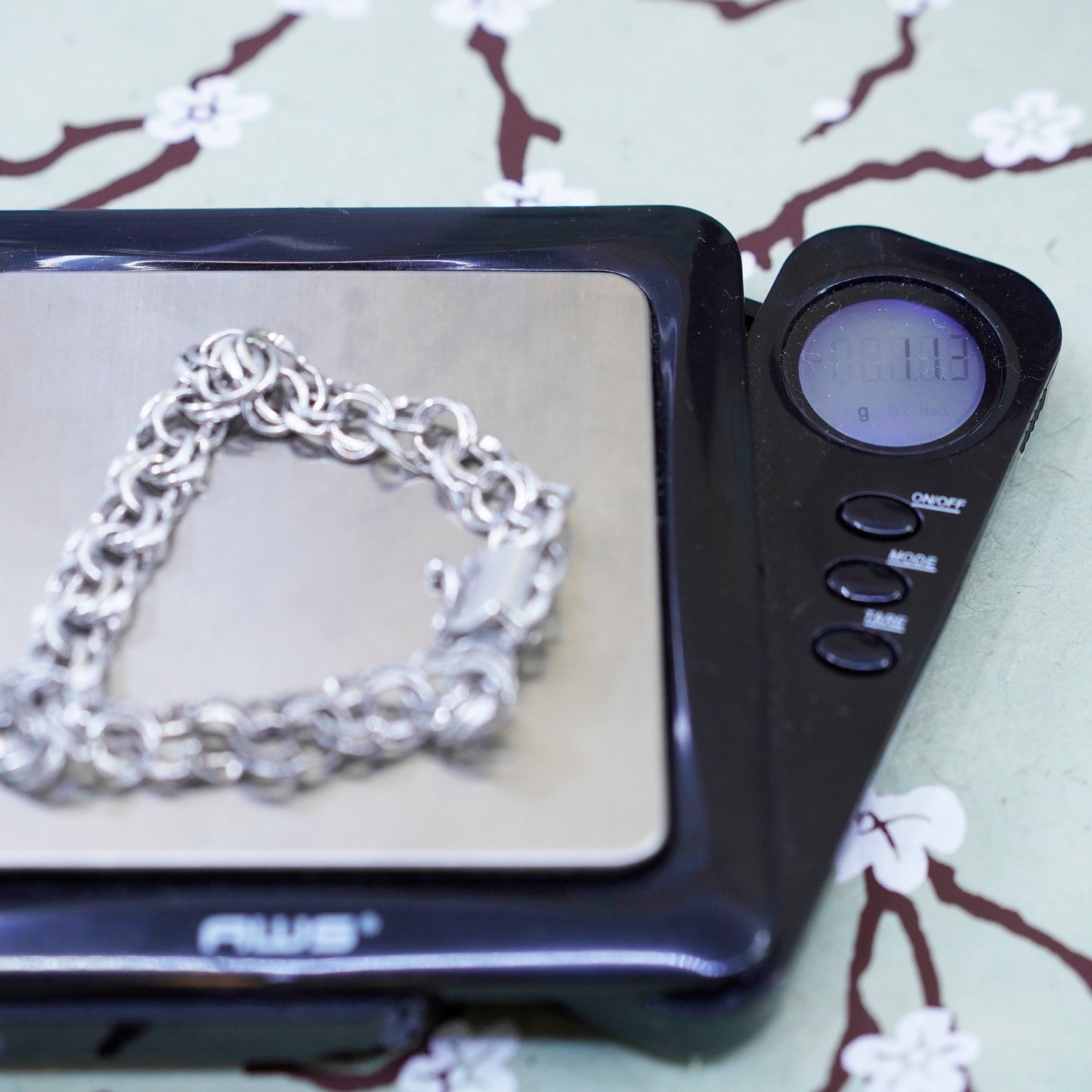 6.5”, 9mm, Vintage sterling silver double curb bracelet, 925 chain