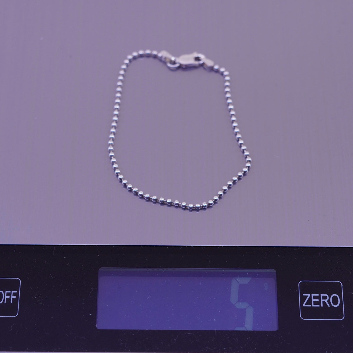 7” 1mm, Vintage Handmade sterling silver bracelet, 925 beads chain