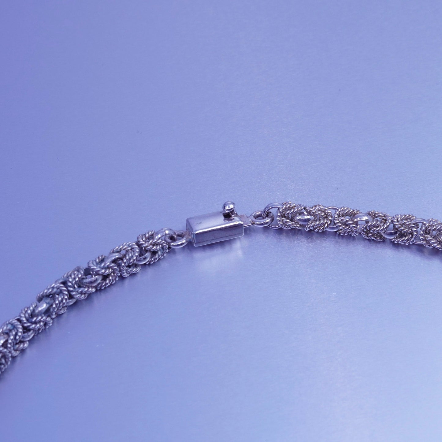22” 7mm, Mexico Sterling 925 silver handmade birdcage Byzantine chain necklace