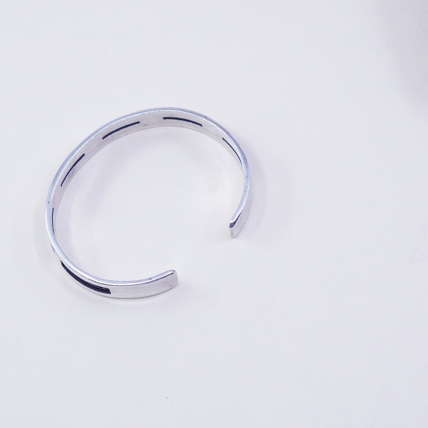 6.75”, vtg sterling silver cuff, handmade 925 bracelet, Modern polished cuff