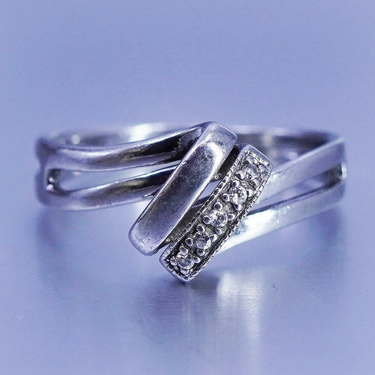 Size 5.5, vintage Sterling 925 silver handmade engagement ring with Cz