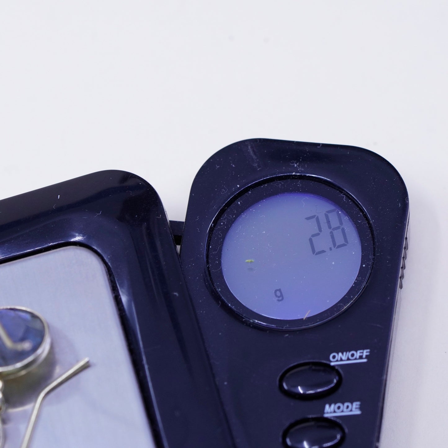 2.8g, vtg real 14K gold hoops earrings, solid yellow gold hooks with labradorite