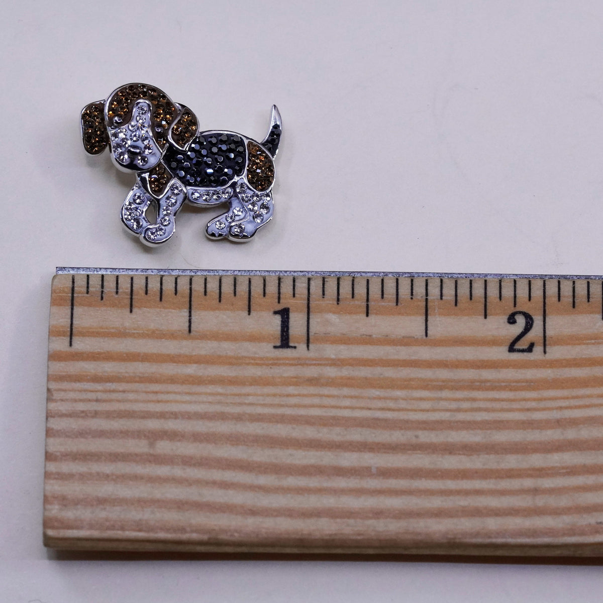 vtg RL Sterling 925 silver handmade pendant, cluster crystal Beagle puppy dog