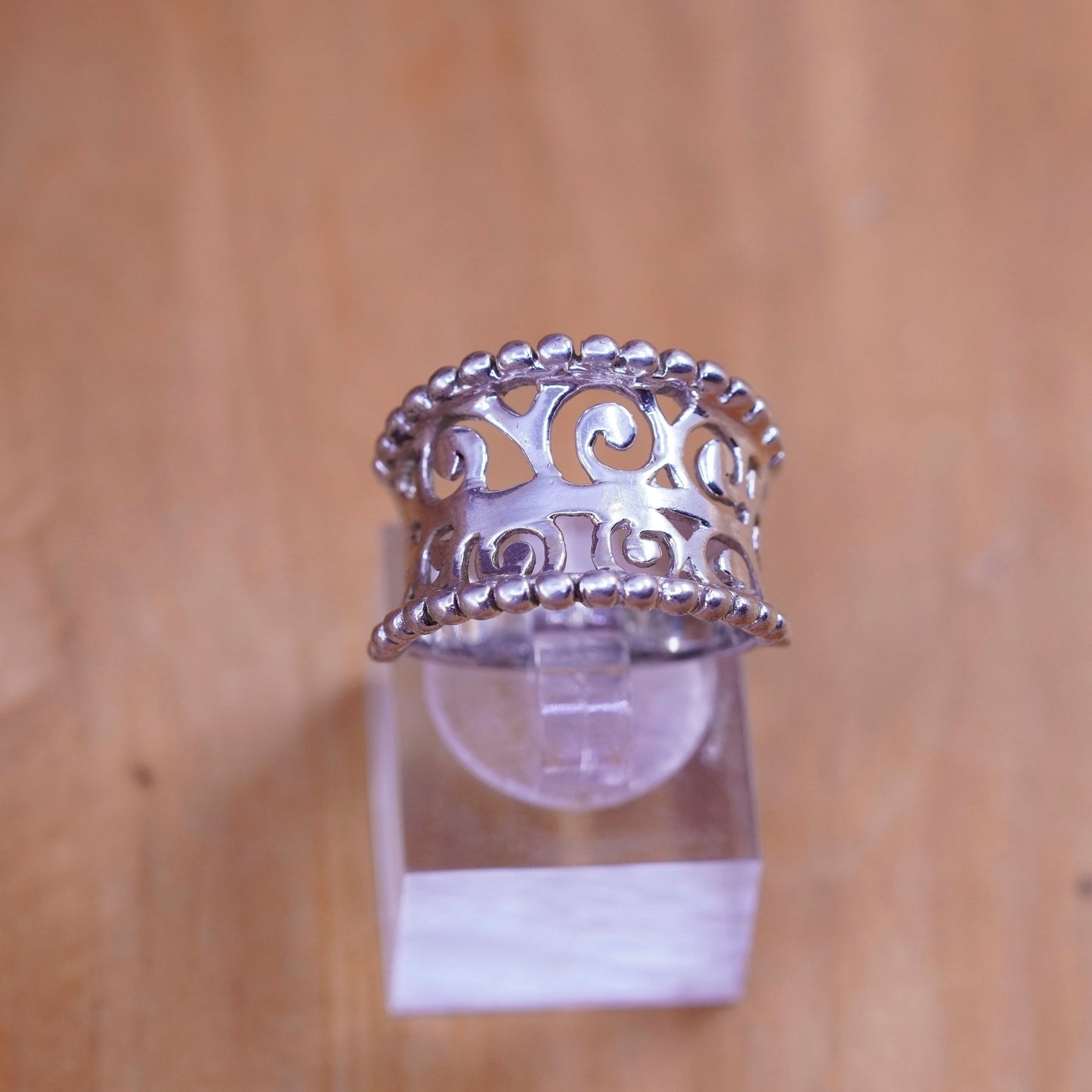 Size 6.5, Sterling silver handmade ring, southwestern, 925 filigree swirl band