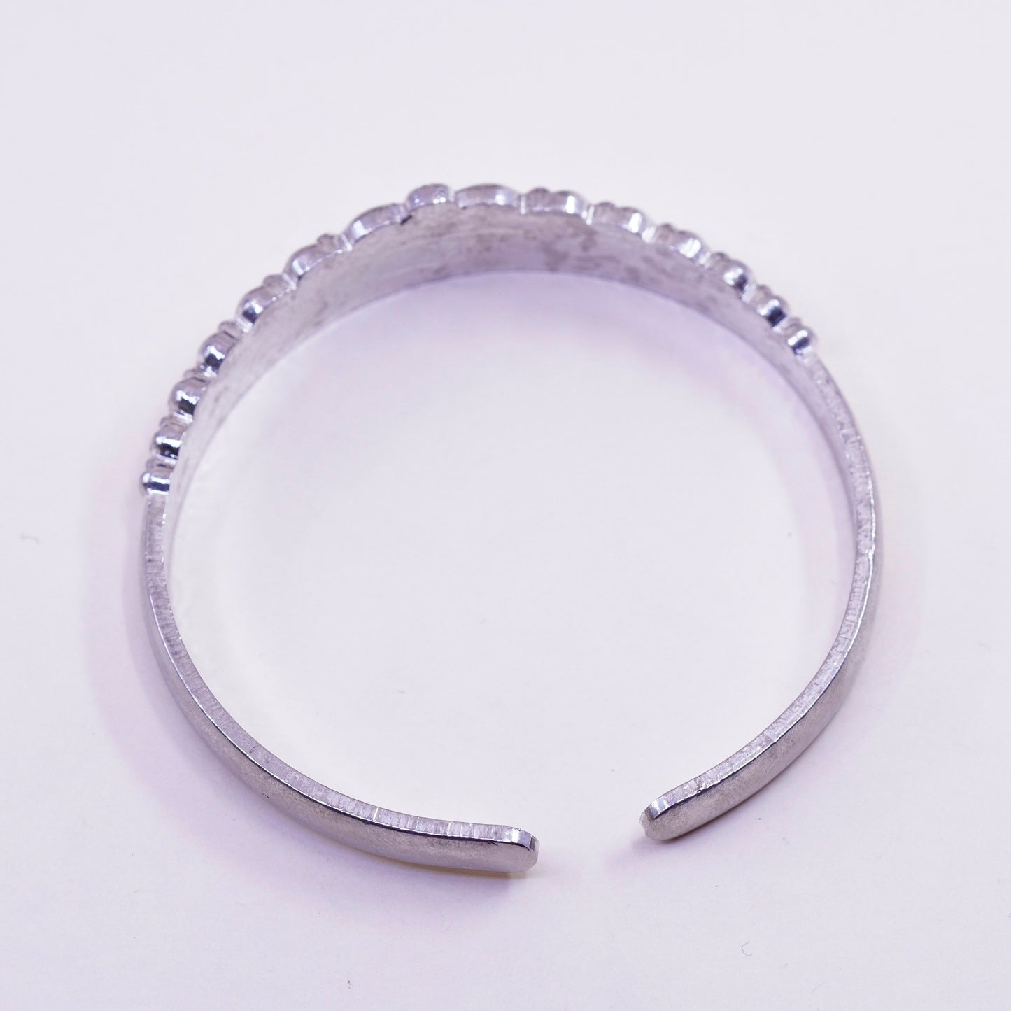 7.25”, vintage Sterling silver handmade cuff, 925 crown bracelet