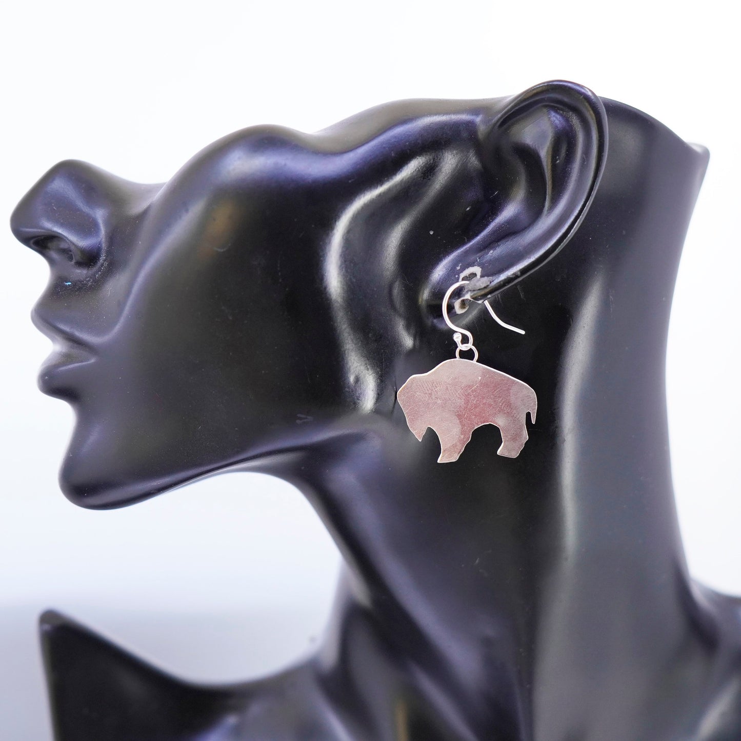 Vintage Sterling 925 silver handmade yak cow earrings