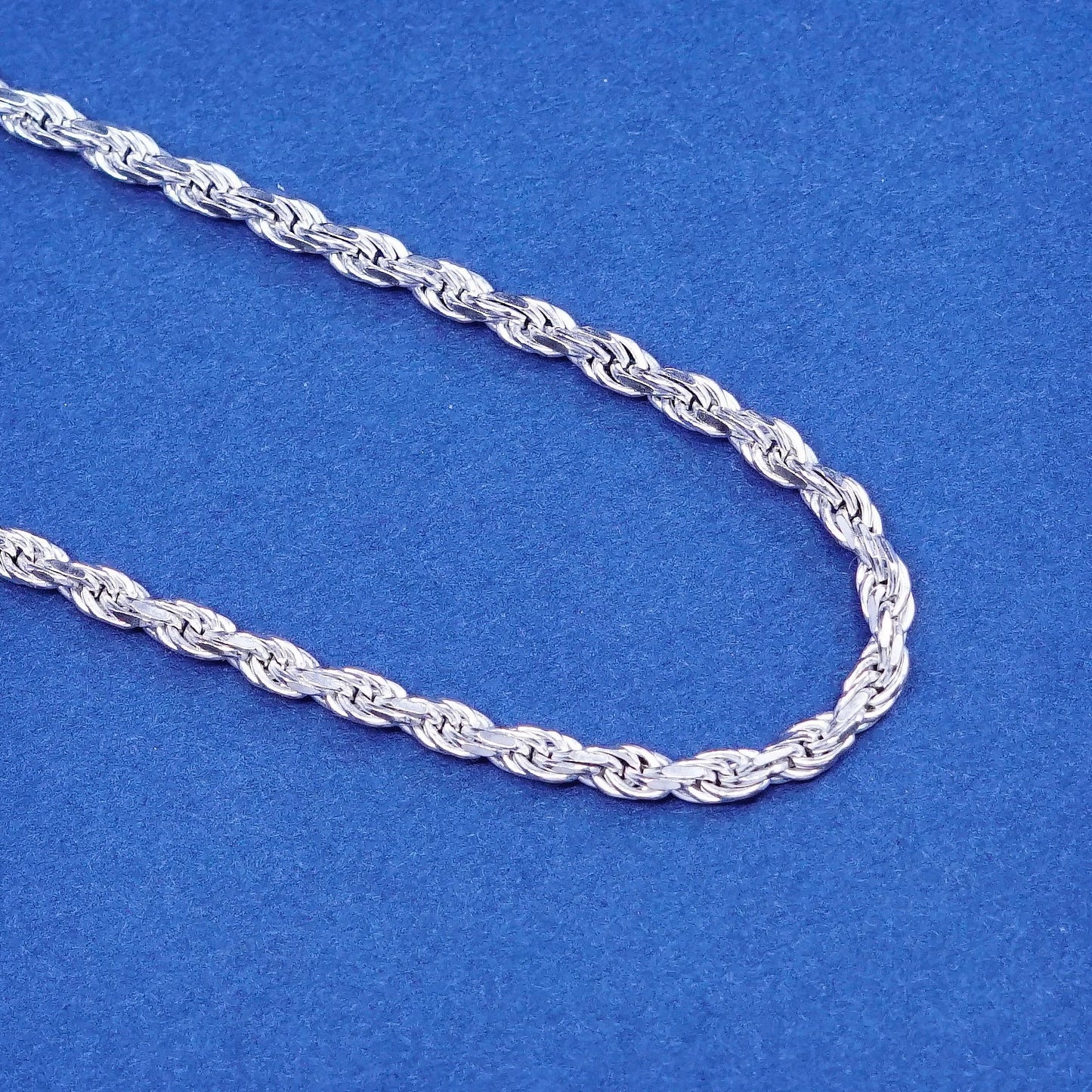30”, 2mm, vintage OTC Sterling silver handmade necklace, 925 diamond rope chain
