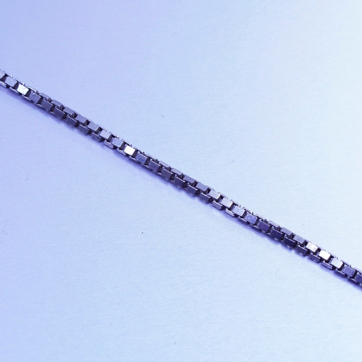 8.75” 2mm, Vintage Italy Sterling 925 silver handmade bracelet, box chain