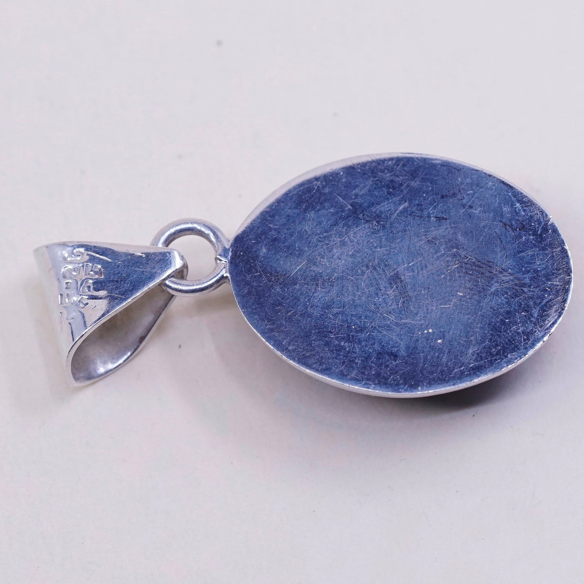 Vintage handmade sterling silver charm, mexico 925 with oval azurite
