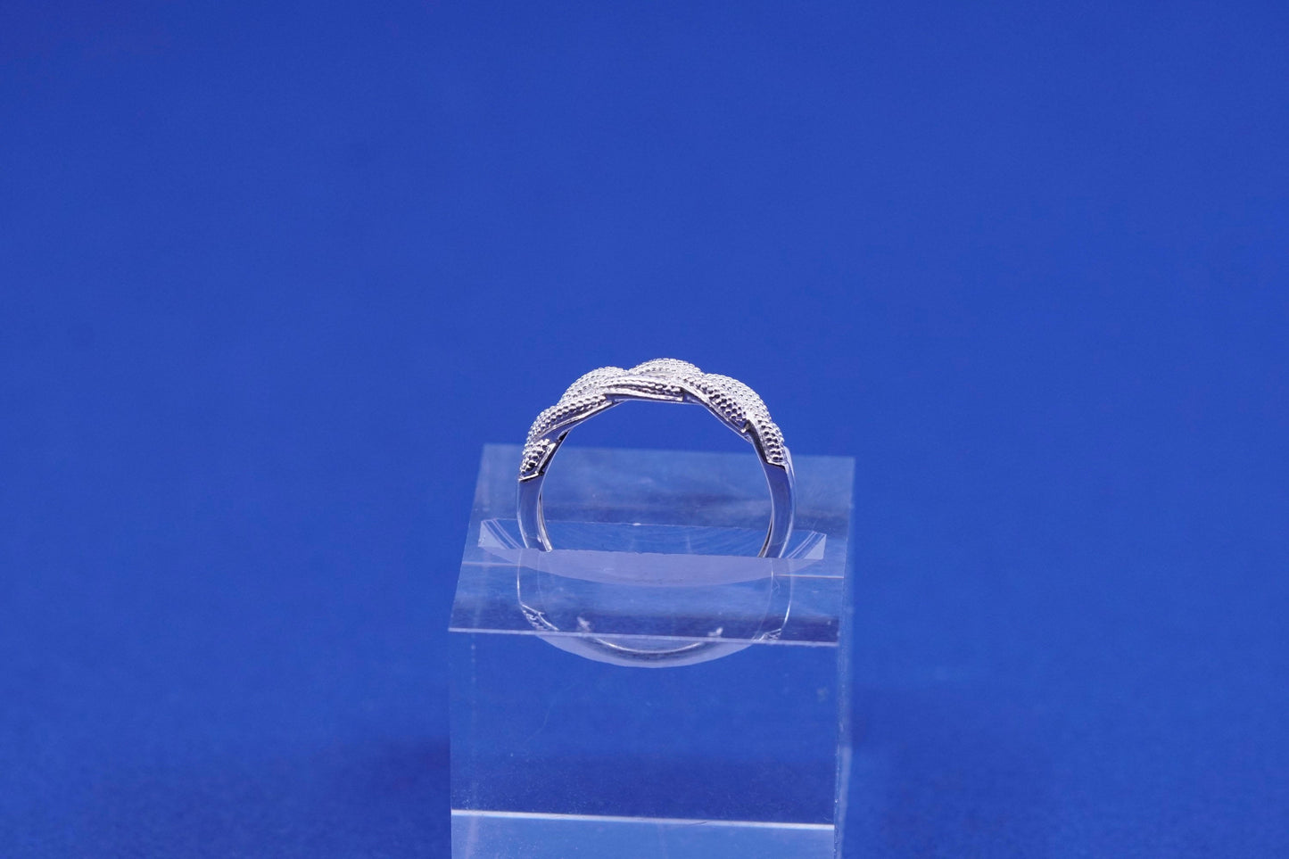 Size 8, vintage RJ Sterling silver handmade ring, 925 texture chain band