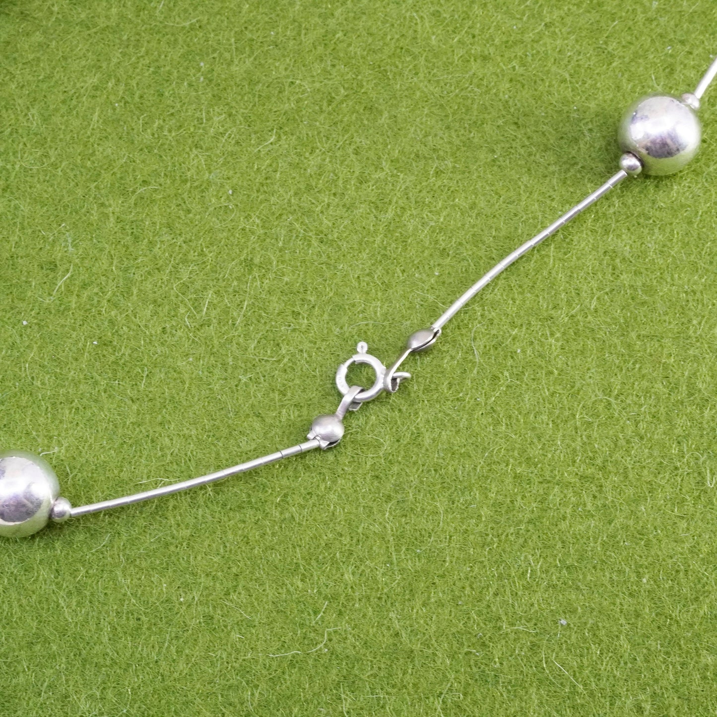 16”, Sterling silver handmade necklace, 925 liquid silver chain 10mm beads