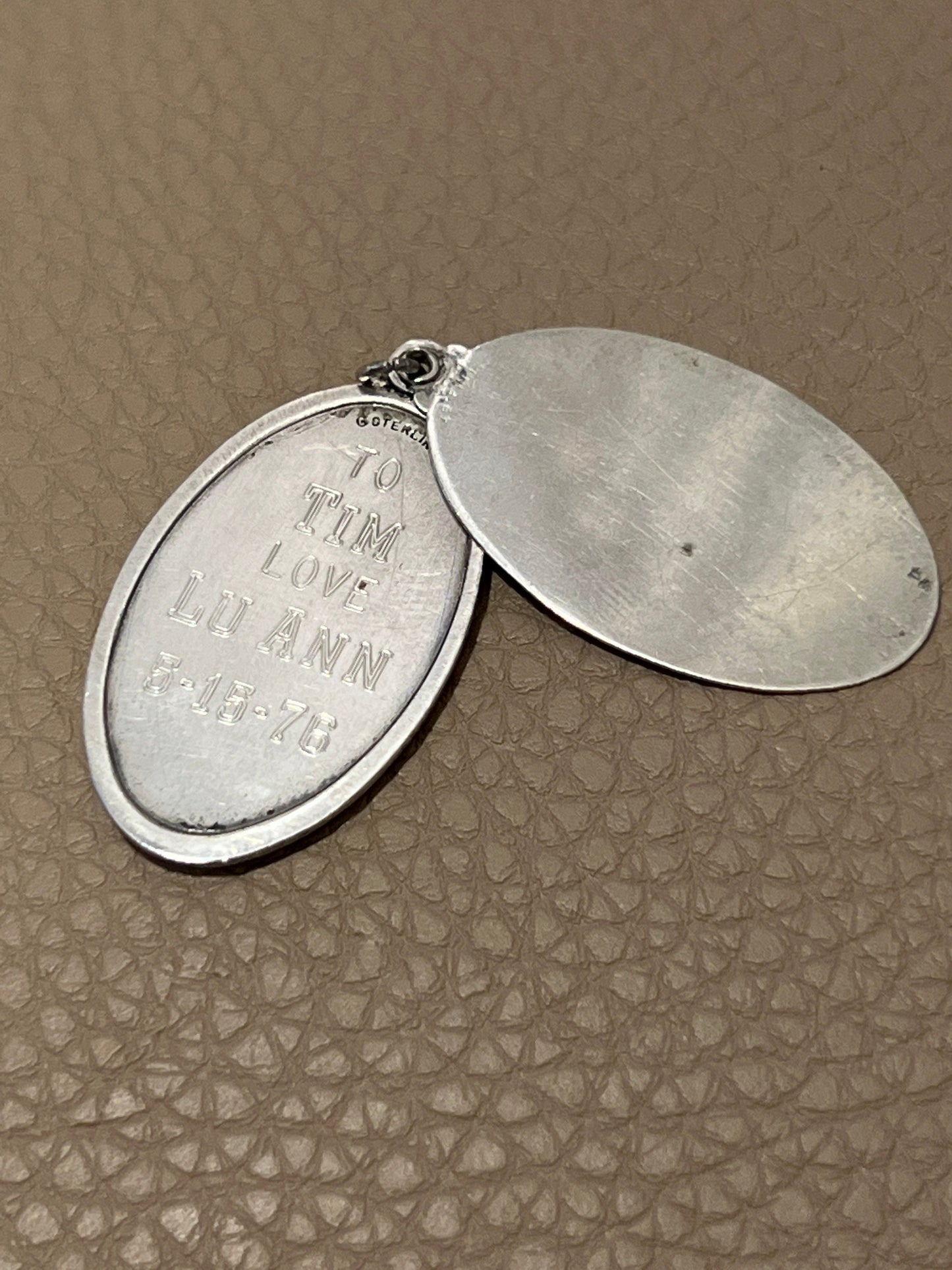 Vintage sterling 925 silver tag pendant, Saint Christopher protect us charm