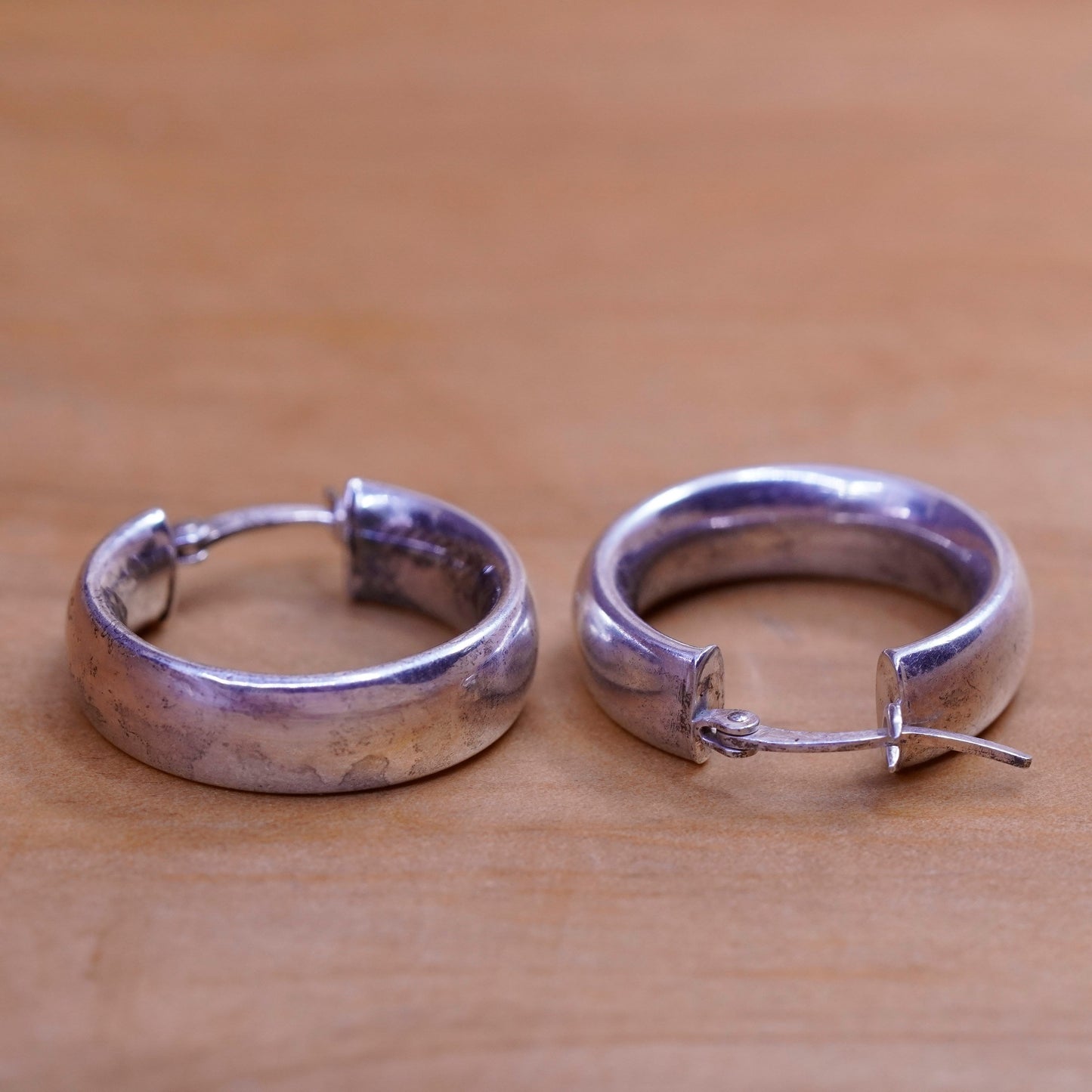 0.75”, vintage Sterling silver handmade earrings, 925 hoops