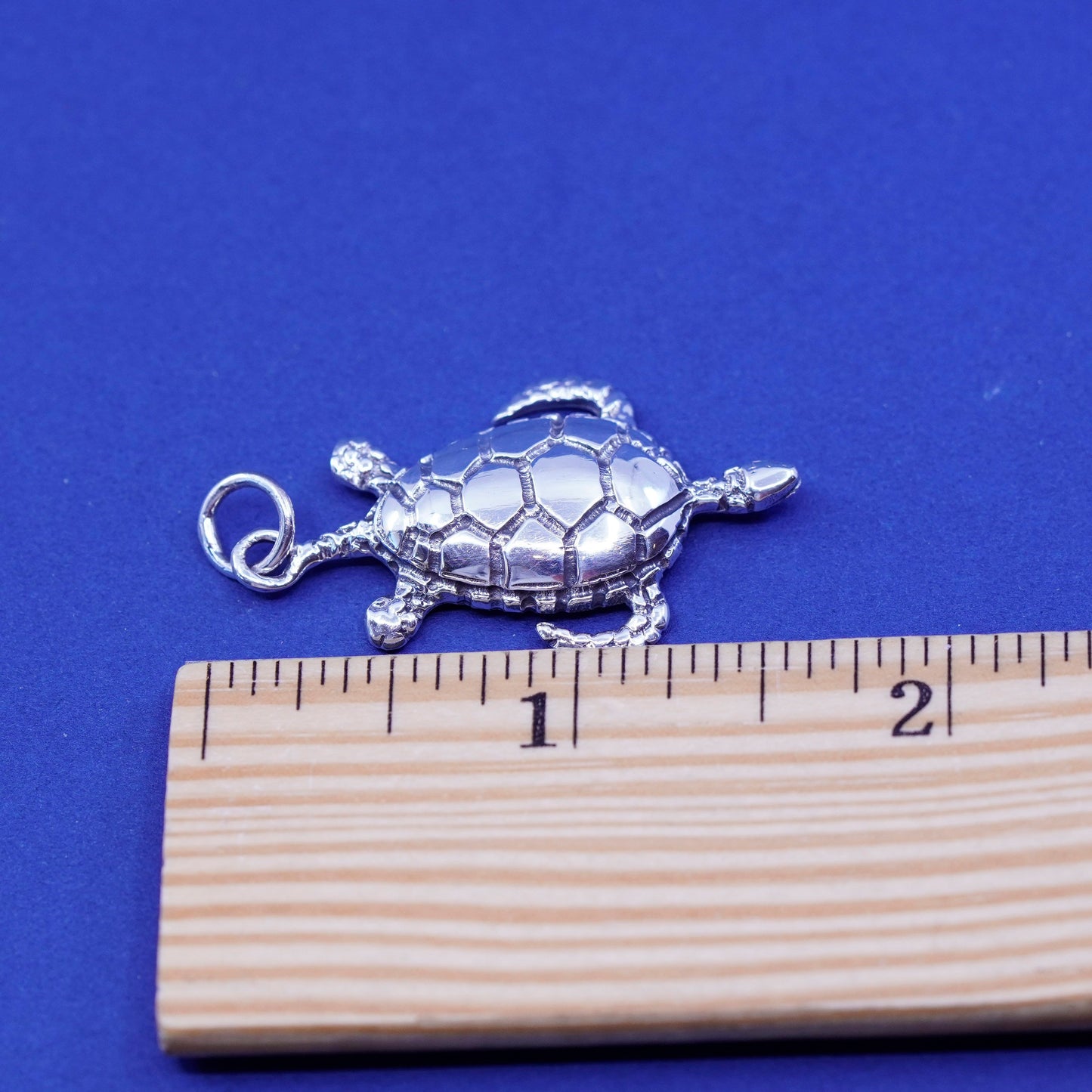 Vintage Sterling silver handmade pendant, 925 sea turtle charm