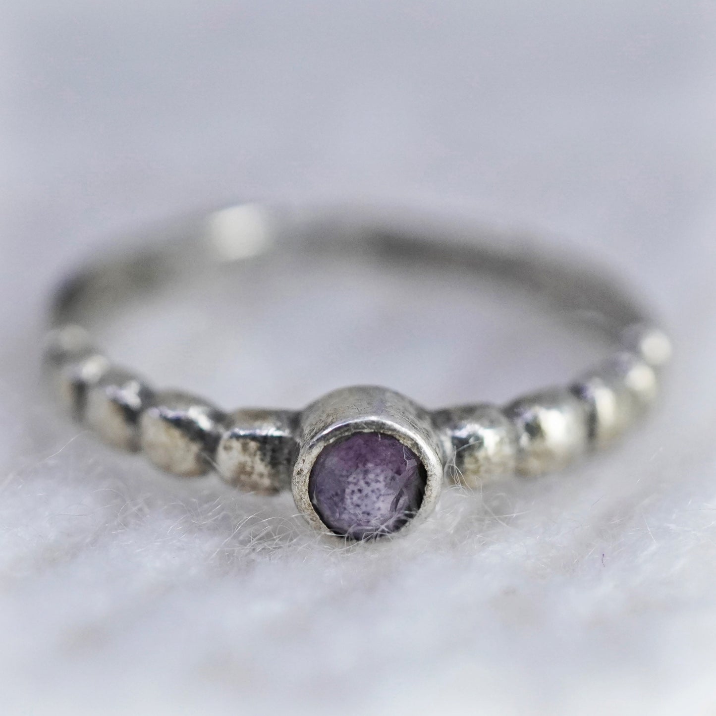 Size 8.5, vintage Sterling silver handmade ring, 925 band with amethyst